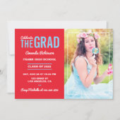 Foto van Blue and Cherry Red Graduation Party Kaart (Voorkant)
