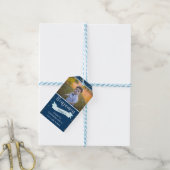 Foto van Blue and Gold Third Birthday Cadeaulabel (Met Touw)