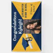Foto van Blue and Gold Vinyl Afstuderen Spandoek (Verticaal)