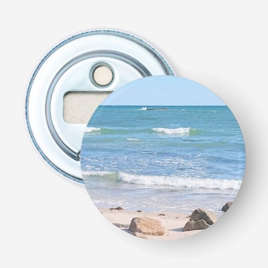 Foto van Blue Atlantic Ocean Celebration Party Button Flesopener (Voorkant)