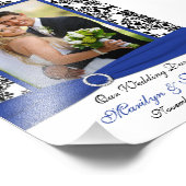 Foto van Blue, Black, White Damask Weddenschap Foto Afdruk (Hoek)