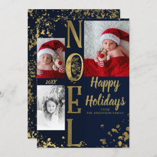 Foto van Blue & Gold NOEL Holiday Splatter Kaart