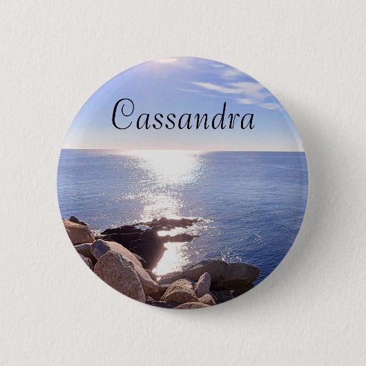 Foto van Blue Ocean Custom Name Ronde Button 5,7 Cm (Voorkant)