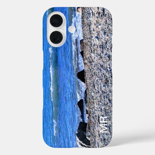 Foto van Blue Ocean Simple Monogram toevoegen Case-Mate iPhone Case (Achterkant)