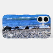 Foto van Blue Ocean Simple Monogram toevoegen Case-Mate iPhone Case (Achterkant (horizontaal))