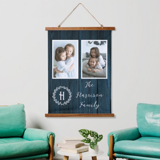 Foto van Blue Rustic Family Hangend Wandkleed (Woonkamer)