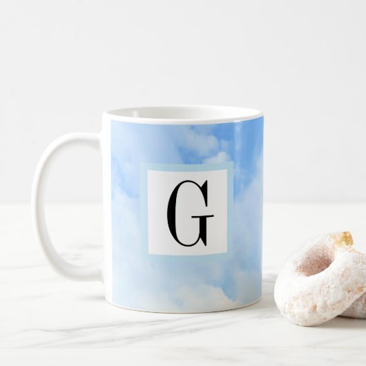 Foto van Blue Sky Elegant Single Initiaal Koffiemok (Met donut)