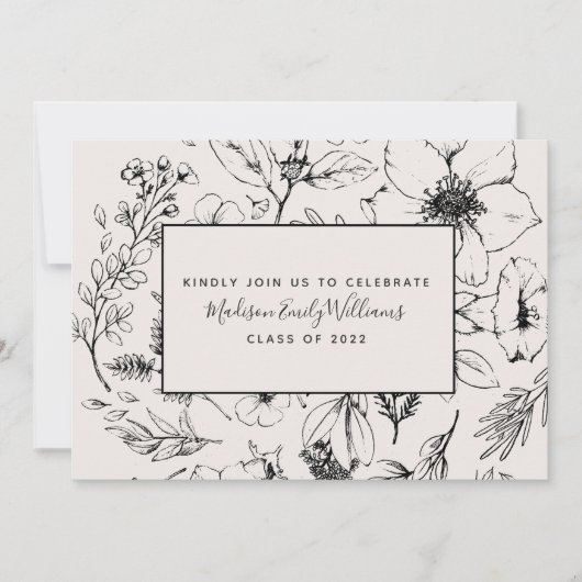 Foto van Blush Botanische Script 3 van afstuderen Kaart (Voorkant)