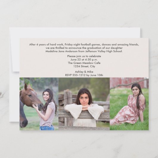 Foto van Blush Botanische Script 3 van afstuderen Kaart (Achterkant)