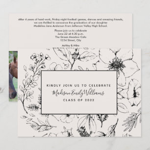 Foto van Blush Botanische Script 3 van afstuderen  Kaart