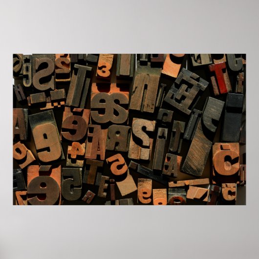 Foto van boekdrukpers, van hout poster (Voorkant)