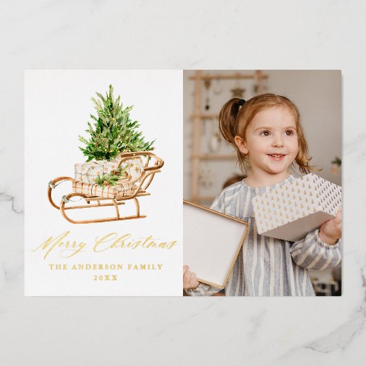 Foto van Boho Kerstslaapigh Folie Feestdagenkaart (Voorkant)