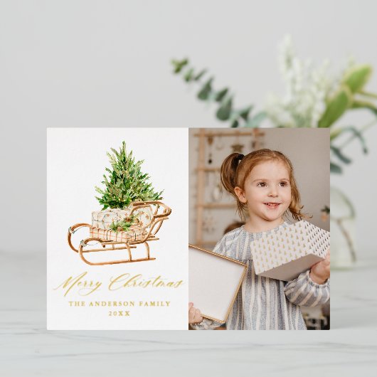 Foto van Boho Kerstslaapigh Folie Feestdagenkaart (Staand Voorkant)