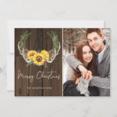Foto van Boho Kerstsunflower Wreath Holiday Feestdagenkaart (Voorkant)