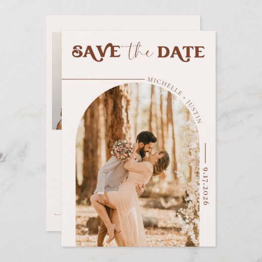 Foto van Boho | Modern Save the Date Uitnodiging (Voorkant / Achterkant)