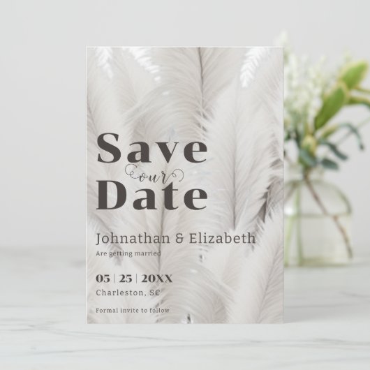 Foto van Boho Pampas Grass Save The Date (Staand voorkant)