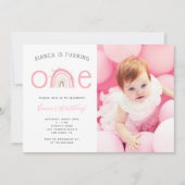 Foto van Boho Rainbow Girl's 1e verjaardag Kaart (Voorkant)