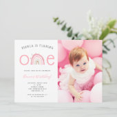 Foto van Boho Rainbow Girl's 1e verjaardag Kaart (Staand voorkant)