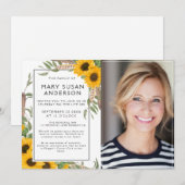 Foto van Boho Sunflower Celebration of Life Photo Kaart (Voorkant / Achterkant)