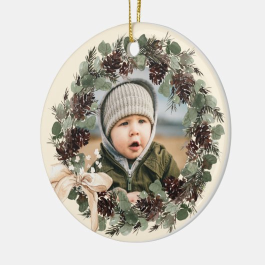 Foto van Boho Wreath Keepsake Keramisch Ornament (Links)