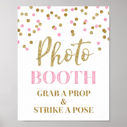 Foto van Booth Weddenschap Gold Pink Confetti Poster (Voorkant)