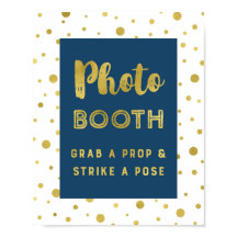 Foto van Booth Weddenschap Navy Blue Gold Confetti