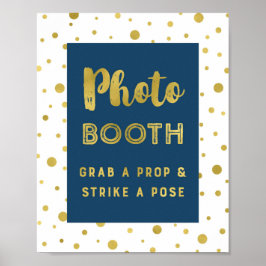 Foto van Booth Weddenschap Navy Blue Gold Confetti Poster