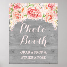 Foto van Booth Weddenschap Roze Waterverf Hout Poster