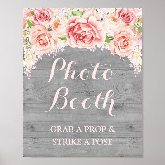Foto van Booth Weddenschap Roze Waterverf Hout Poster (Voorkant)