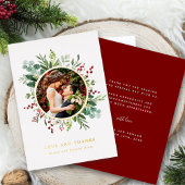 Foto van Botanical Greenery Dank je Gold Foil card Folie Uitnodiging