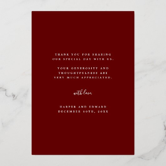 Foto van Botanical Greenery Dank je Gold Foil card Folie Uitnodiging (Achterkant)