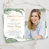 Foto van botanische Gold Script Graduation Party Kaart