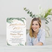 Foto van botanische Gold Script Graduation Party Kaart (Staand voorkant)