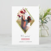 Foto van Bourgogne en Blush Geometric Aankondiging (Staand voorkant)