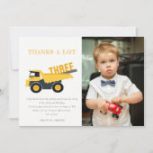 Foto van bouw dump truck verjaardag elke leeftijd bedankkaart (Voorkant)
