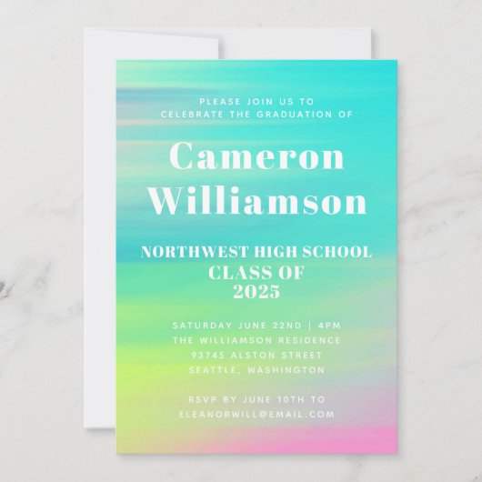 Foto van Bright Abstracte Waterverf Graduation Par Kaart (Voorkant)