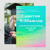 Foto van Bright Abstracte Waterverf Graduation Par Kaart (Voorkant / Achterkant)