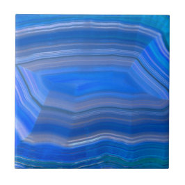 Foto van Bright Blue Poled Agate Slice Tegeltje