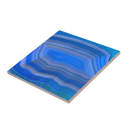 Foto van Bright Blue Poled Agate Slice Tegeltje (Zijkant)