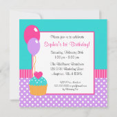 Foto van Bright Cupcake Polka Dot Girl 1ste verjaa Kaart (Achterkant)