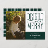 Foto van Bright en Merry Modern Minimal Kerstmis Feestdagenkaart (Voorkant / Achterkant)