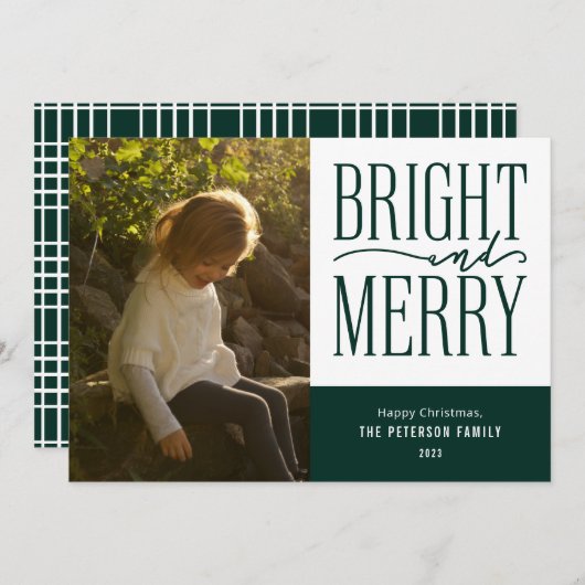 Foto van Bright en Merry Modern Minimal Kerstmis Feestdagenkaart (Voorkant / Achterkant)
