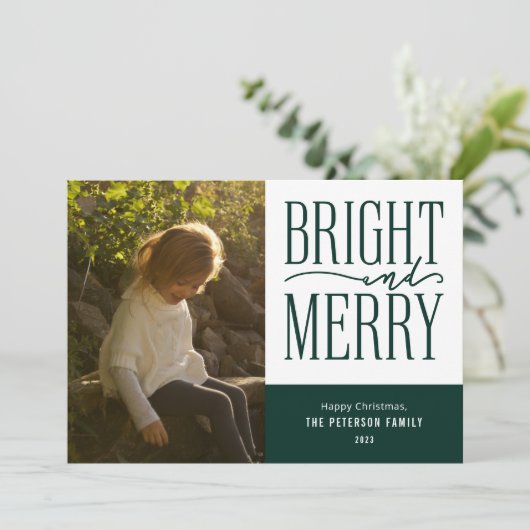 Foto van Bright en Merry Modern Minimal Kerstmis Feestdagenkaart (Staand voorkant)