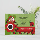Foto van Bright flower & Ladybug - uitnodiging voo (Staand voorkant)