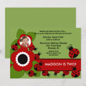 Foto van Bright flower & Ladybug - uitnodiging voo (Voorkant / Achterkant)