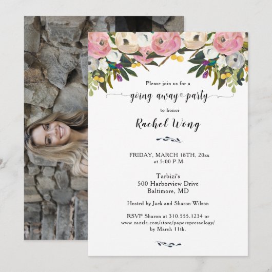 Foto van Bright Flowers Boho Moving Away Party Kaart (Voorkant / Achterkant)