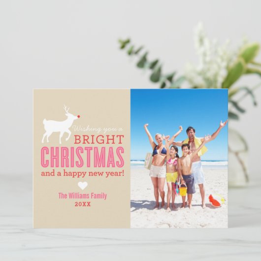 Foto van Bright Kerstwens Modern Reindester Feestdagenkaart (Staand voorkant)