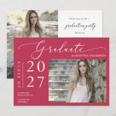 Foto van Bright Magenta Minimalist School Afstuder Kaart (Voorkant / Achterkant)