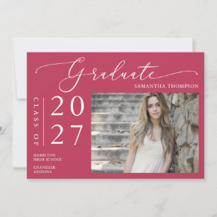 Foto van Bright Magenta Minimalist School Afstuder Kaart