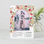 Foto van Bright Pink Yellow Floral Arch Wedding Kaart (Staand voorkant)